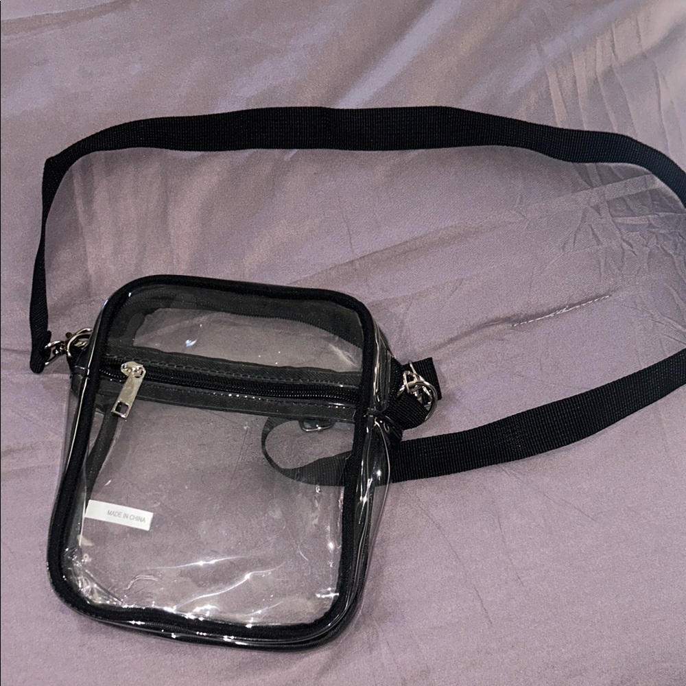 Clear Crossbody Bag with Black Trim